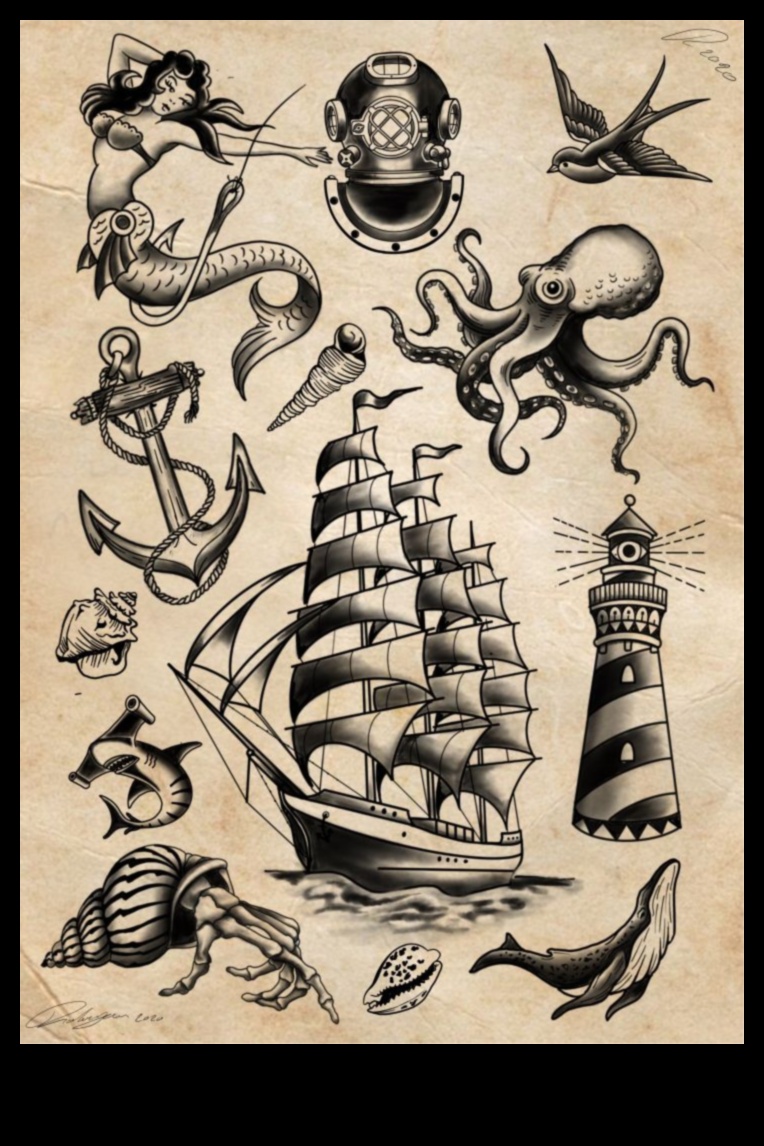 فرحة البحارة: السحر البحري للوشم التقليدي الكلاسيكي 5 فرحة البحارة: سحر بحري في الوشم التقليدي الكلاسيكي