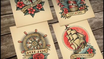 فرحة البحارة: سحر بحري في الوشم التقليدي الكلاسيكي